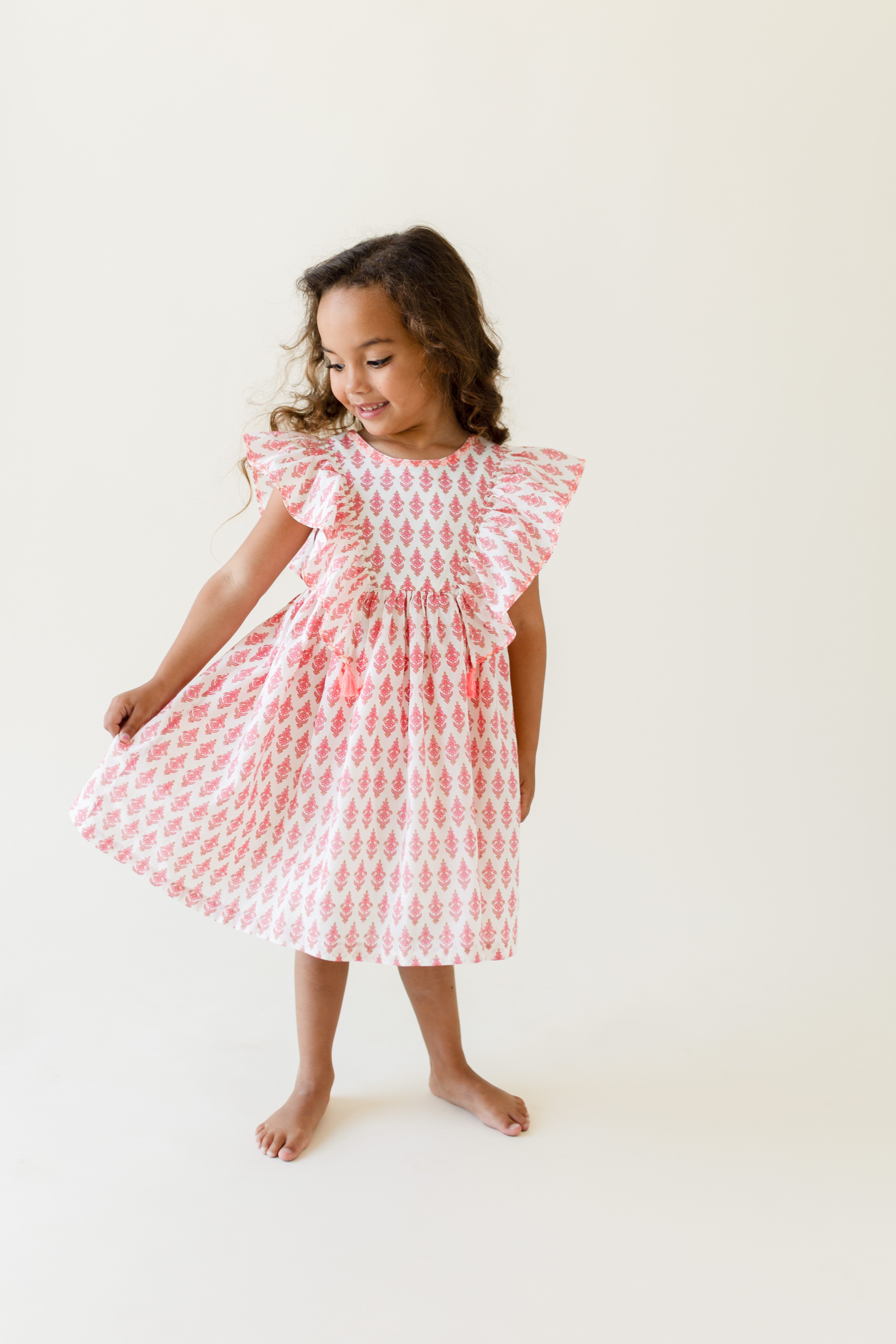 Girls Cotton Dress in Daisy Print