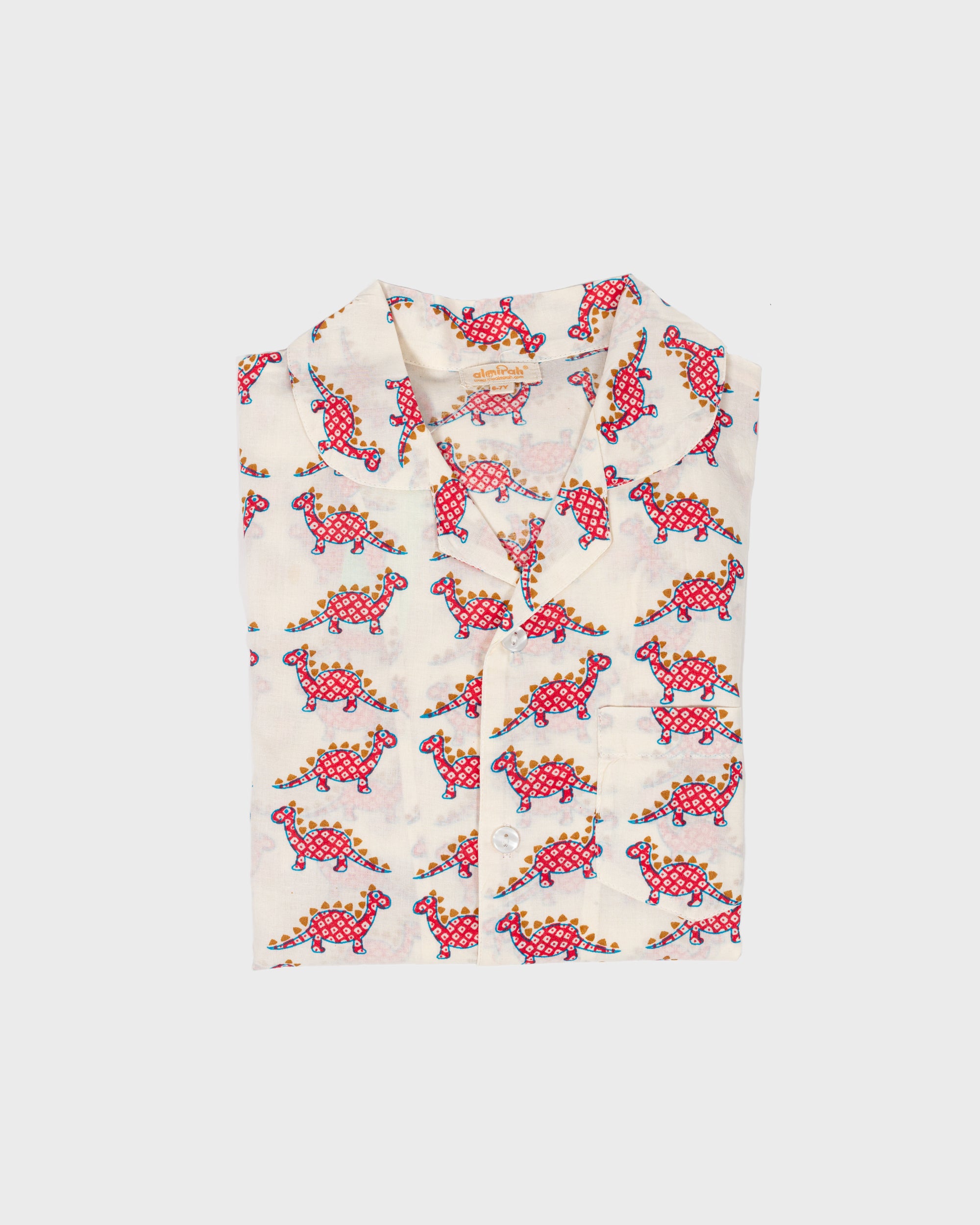 Boys Cotton Pyjamas in Red Dinosaur print