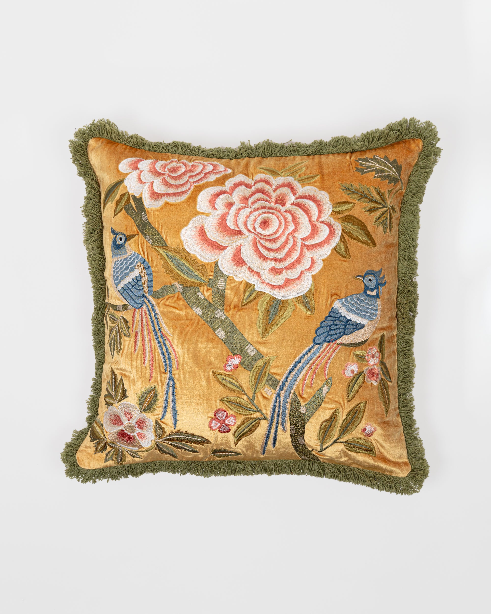 Eden Bird Embroidered Cushion Cover - 45x45cm