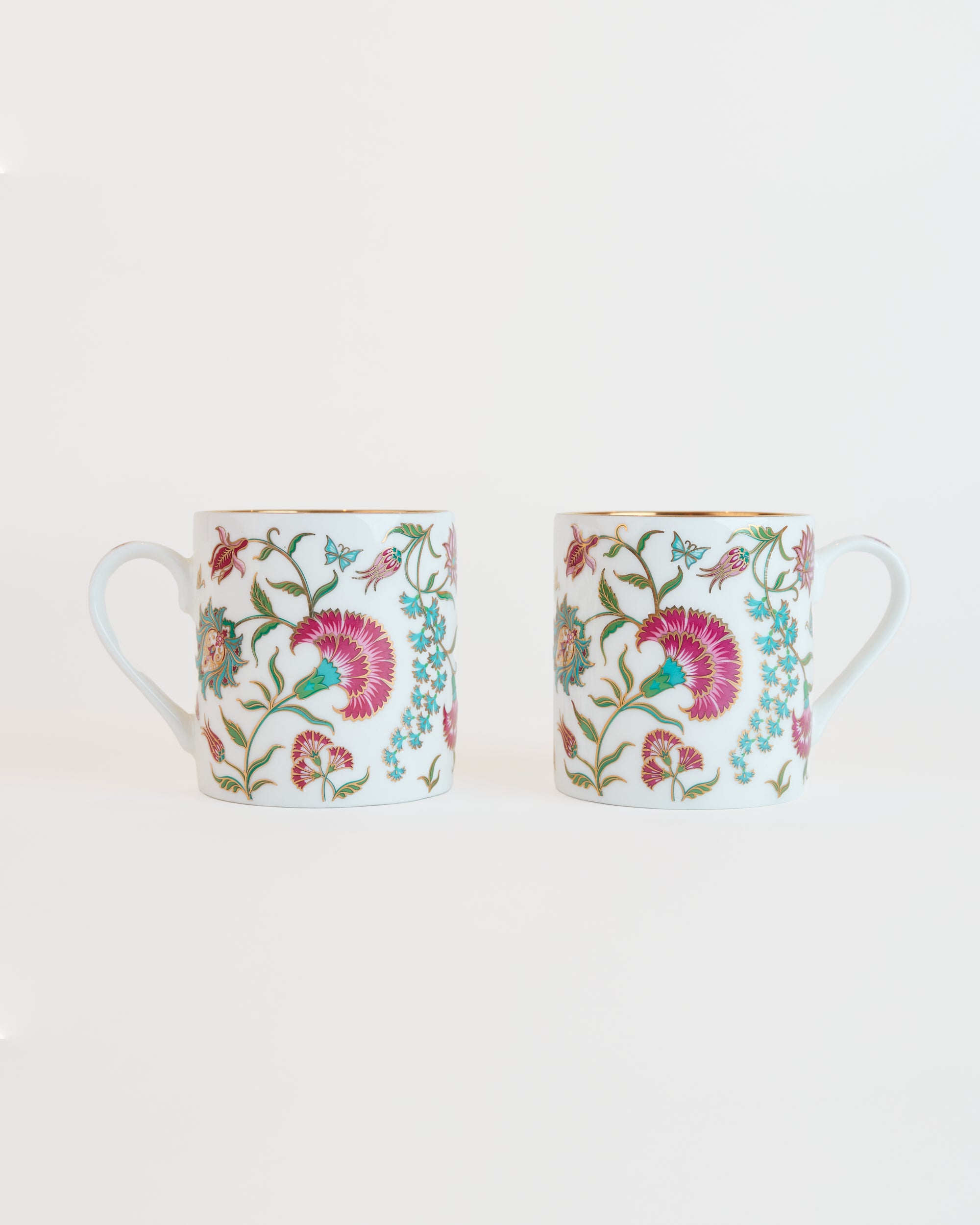 Set of 2 Ambreen Floral Mugs in White