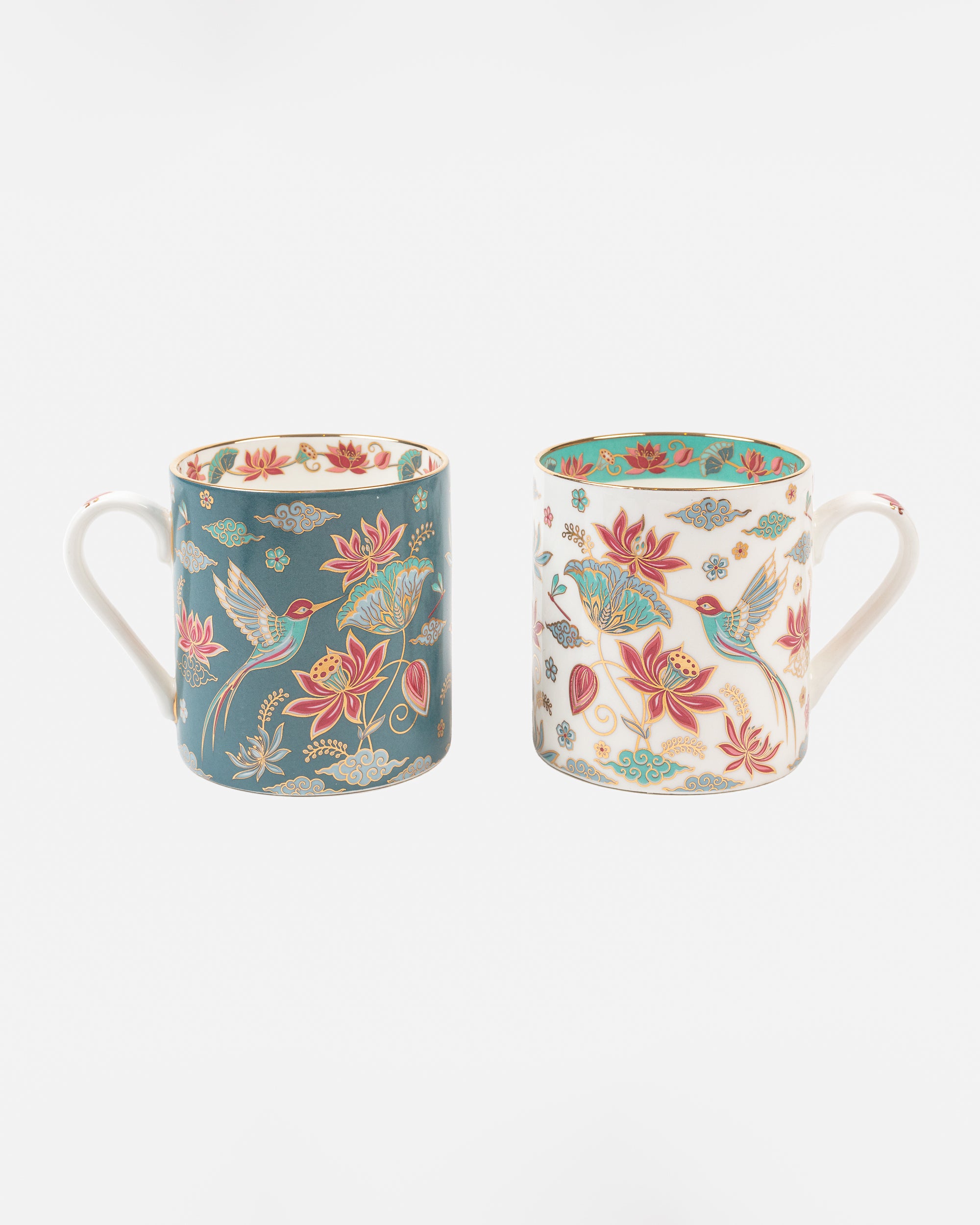 Set of 2 Fine Bone China Padma Bird Mugs