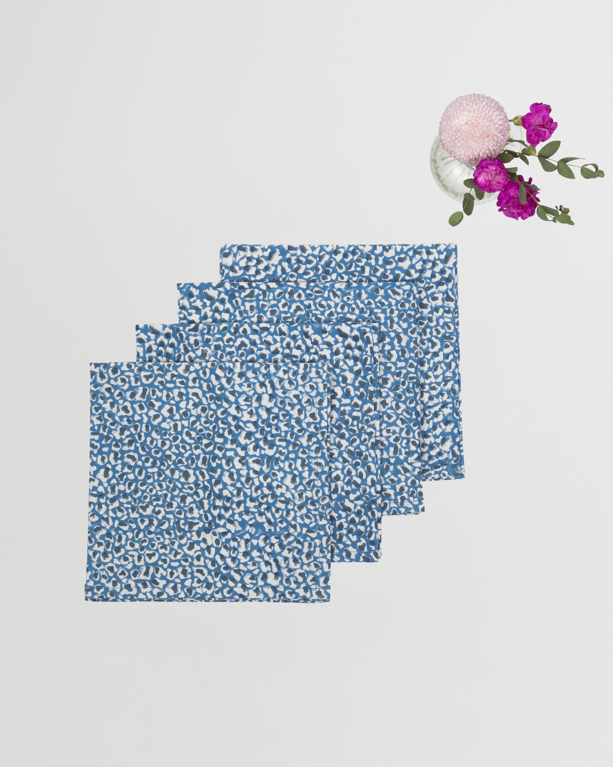 Mediterranean Blue Leopard Print Napkins - Set of 4