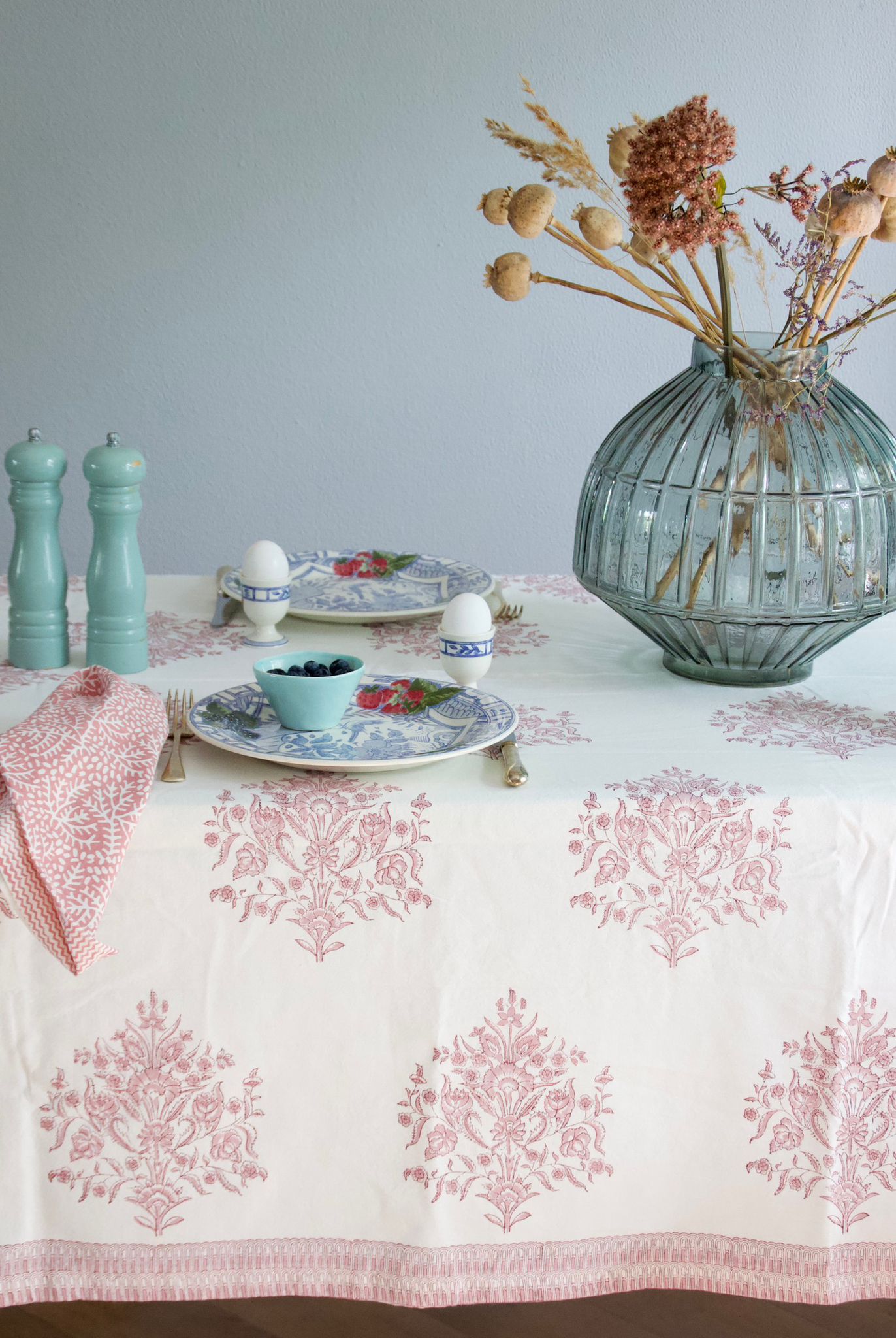 Varmala Roza Block Printed Tablecloth