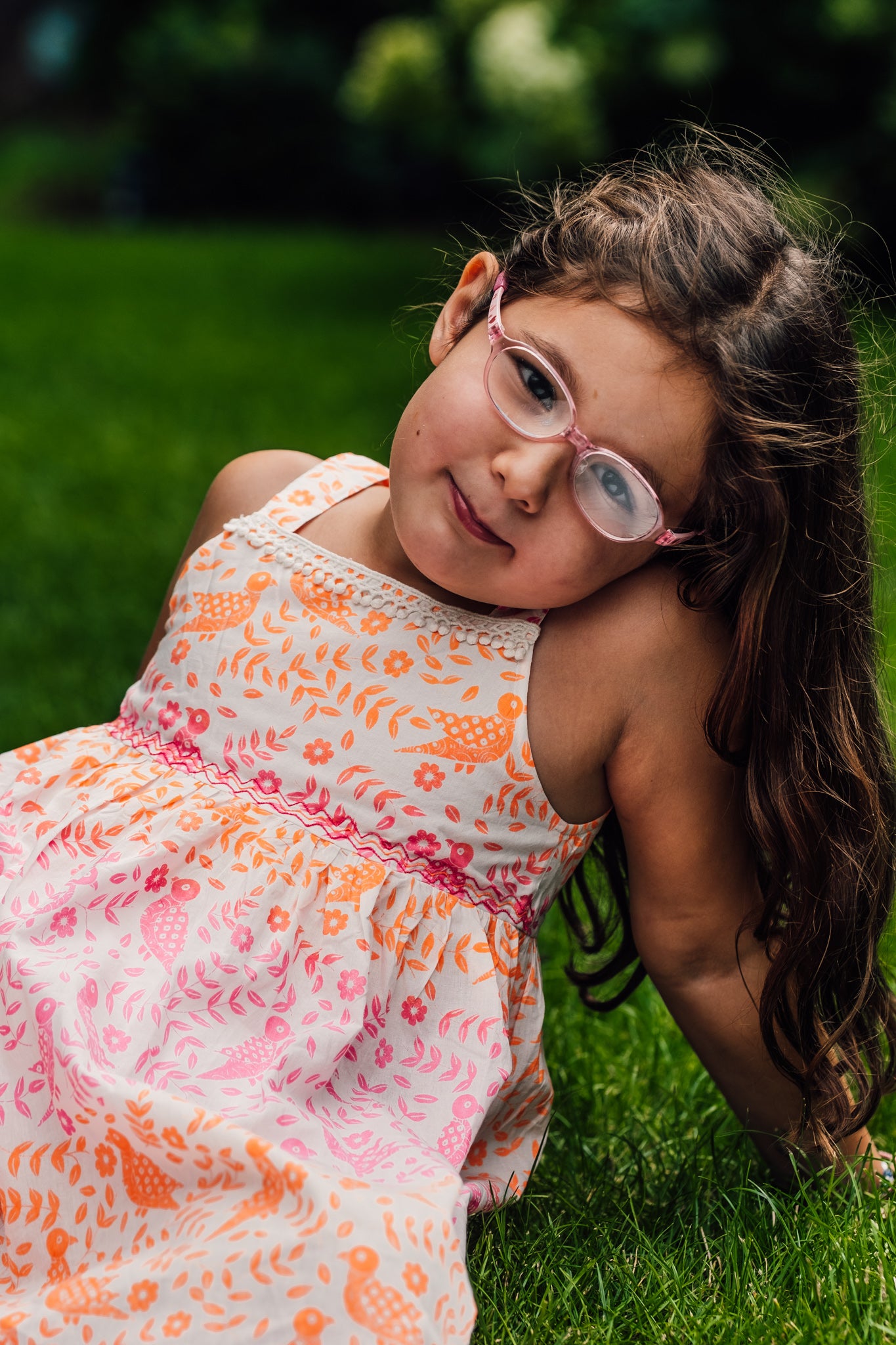 Girls Cotton Dress in Neon Print