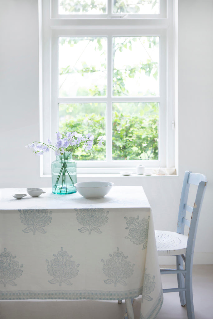 Tree of Life Block Printed Cotton Tablecloth